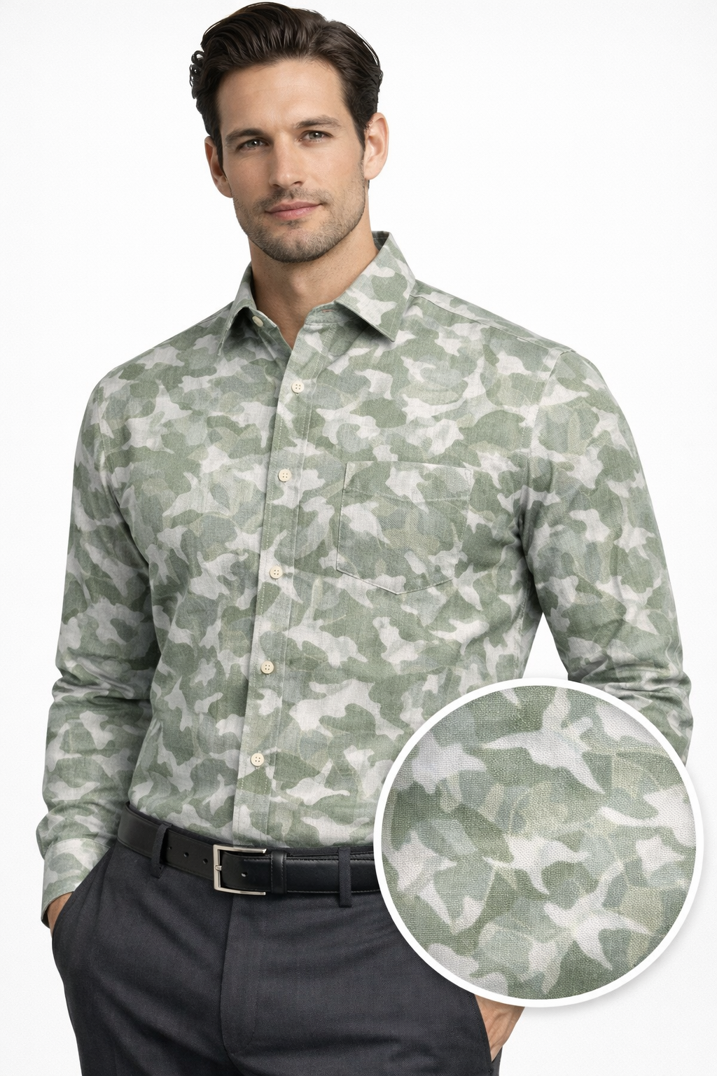 Cotton blended linen - Printed Shirt