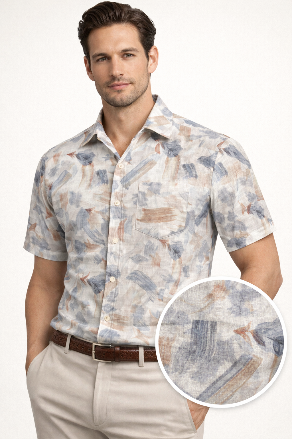 Cotton Blended Linen Shirt - Casual