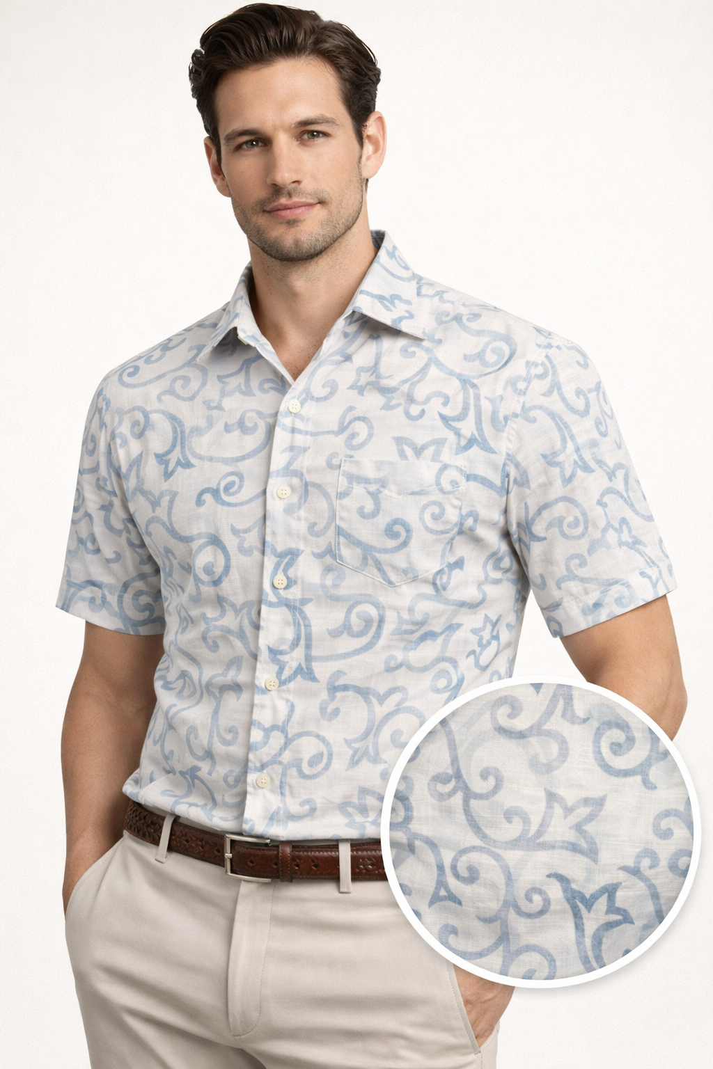 Cotton Blended Linen Shirt - Casual