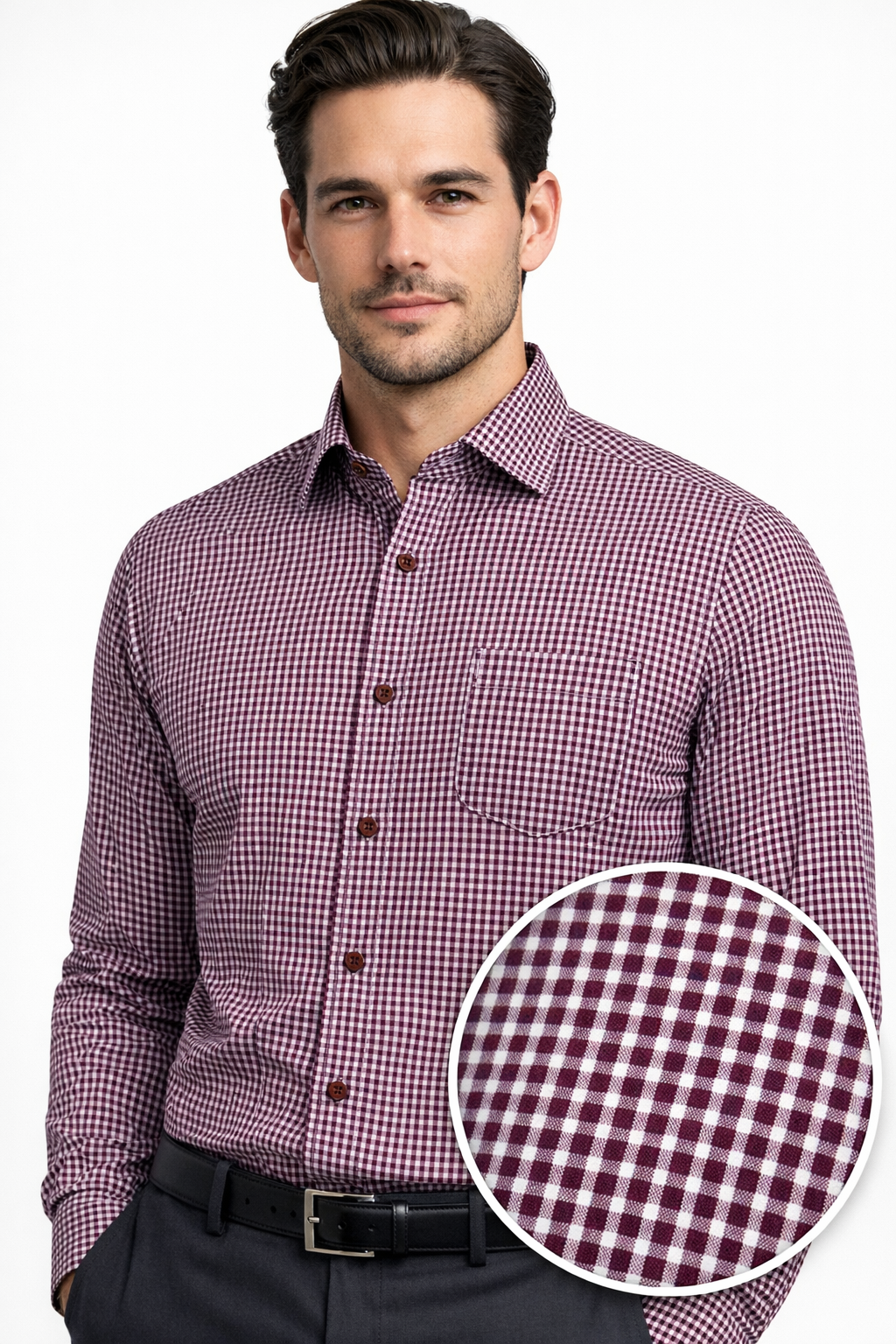 Premium Cotton Check Shirt - Maroon