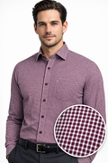 Premium Cotton Check Shirt - Maroon