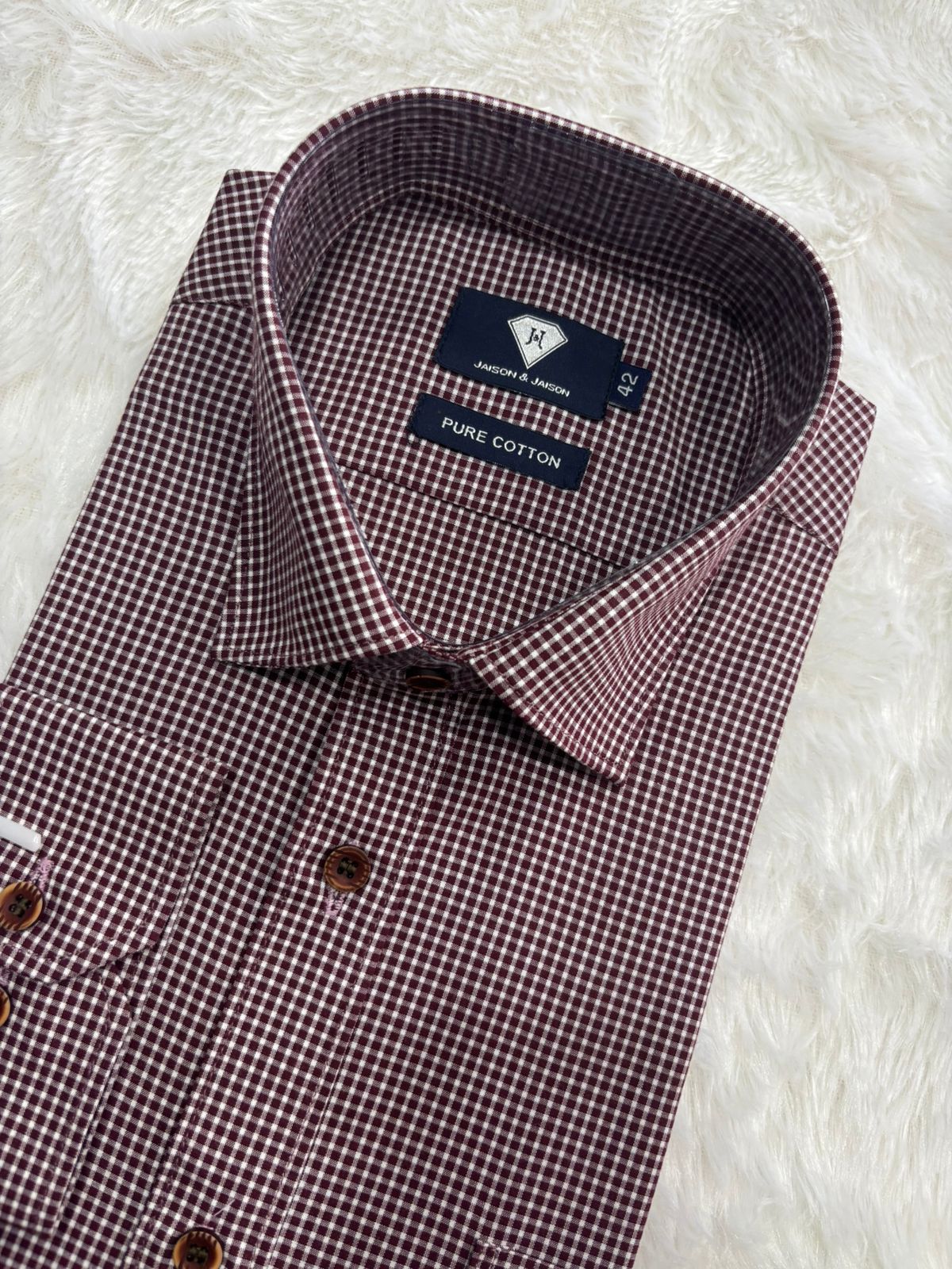 Premium Cotton Check Shirt - Maroon